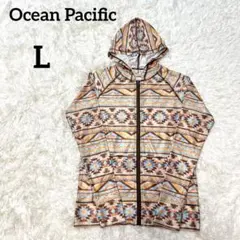 【美品】Ocean Pacific ラッシュガード フーディー ネイティブ柄 L