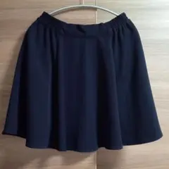 アースミュージック&エコロジー フレアスカート 膝丈 ネイビー