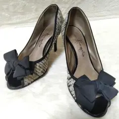 GINZA Kunoichi ツイードオープントゥパンプス銀座かねまつ23cm