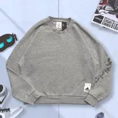 《adidas》 オーバーサイズトレーナー スウェット M グレー サイドロゴ