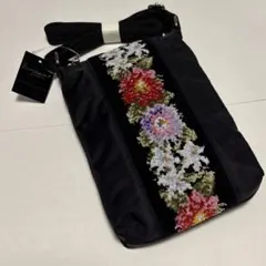 新品未使用　アーンジョー　ショルダーバッグ　黒花柄