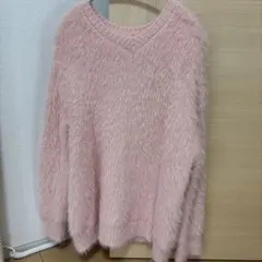 ピンク Vネック 長袖ニット/SHEIN