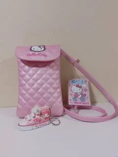 Hello Kitty ピンクショルダーバッグとマイメロディキーホルダー