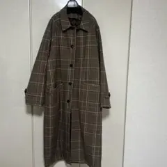 【美品】アダストリア　ブラウン　チェックロングコート　裏付き取り外し可能　M