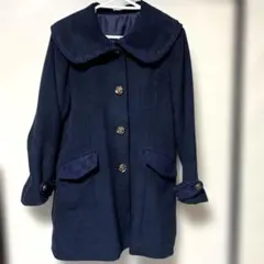 axes femme ロングコート 薔薇ボタン レース ネイビー ガーリー姫カジ