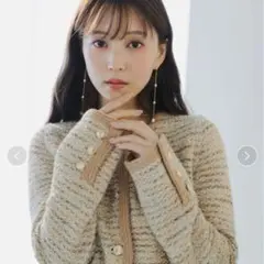 【新品未使用タグ付き】SNIDEL ツイードニットカーディガン ベージュ 中古・古着通販】Snidel (スナイデル) ツイードニット