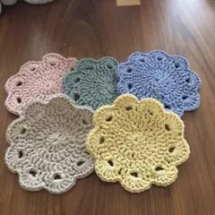 ハンドメイド花柄コースター5枚セット