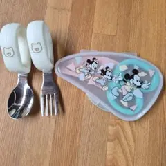 ミッキーマウス ベビー食事用はさみ おまけスプーン フォークのサムネイル