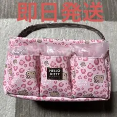 【即日発送】ハローキティ　仕切り付き収納ケース　ピンク/ヒョウ柄
