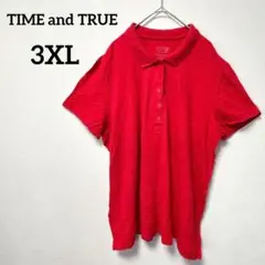 一点もの✨【3XL】TIME and TRUE 赤 半袖ポロシャツ 夏服