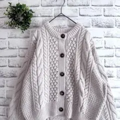 【新品】GU★ケーブルコクーンカーディガン（L） ナチュラル クルーネック