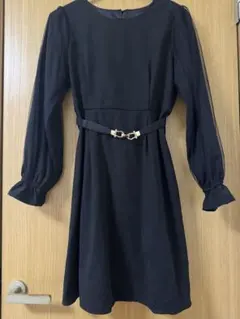 お値下げ！！MAJESTIC LEGON 黒　ベルト付き長袖ワンピース