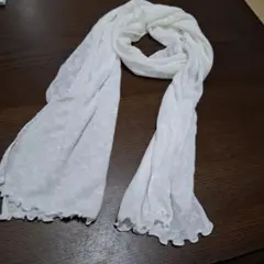 ホワイト レース模様 ロングスカーフ