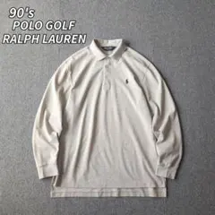 90s ラルフローレン POLO GOLF ポロシャツ 長袖 刺繍 古着 L