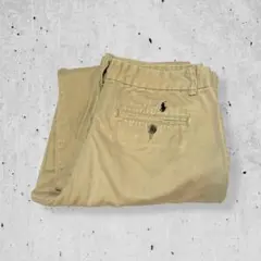 ポロラルフローレンチノパンベージュポニー刺繍ロゴワイドパンツビンテージ古着M相当