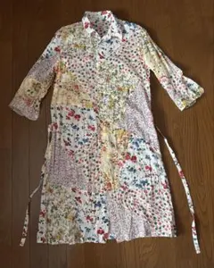 Cube Sugar 花柄パッチワーク　シャツワンピース