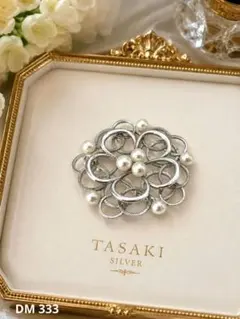 タサキ TASAKI パール ピンブローチ シルバー925 Mモチーフ 箱付