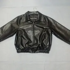 韓国風　短丈　フェイクレザージャケット