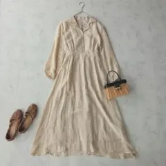 Bob 長袖シャツワンピース マキシ丈 ベージュ M