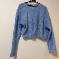 ZARA TRAFALUC シャギーニット 長袖 ブルー S