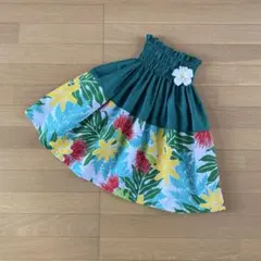 ケイキ☆子ども☆切り替えパウスカート☆フラダンス☆ハワイアン☆グリーン