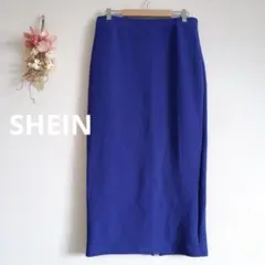 シーイン タイトスカート【L】ちりめん ウエスト総ゴム 裾スリット 裏地なし