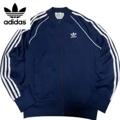 adidas アディダス トラックジャケット 紺白ライン ジャージ メンズM