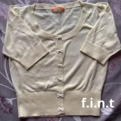 Fint 淡い黄色　リボンボタン　半袖カーディガンのサムネイル