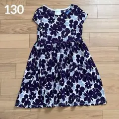 【130】べべ 花柄ワンピース 紫のサムネイル