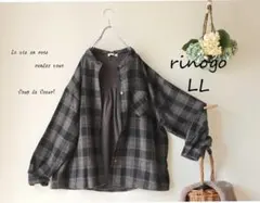 新品値引　*LＬ黒グレー起毛チェックシャツブラウス*背フリース　大きいサイズ