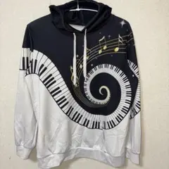 パーカー フード 長袖 鍵盤音符 S/M ポリエステル ライブ ユニセックスのサムネイル