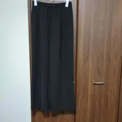 Guブラック ワイドパンツ イージーパンツ ウエストゴム
