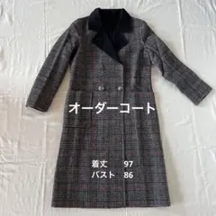 チェック柄ダブルブレストロングコート オーダーメード