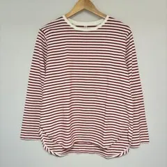 ユニクロ　赤と白のストライプ 長袖Tシャツ　レディース　トップス　春夏　L 綿