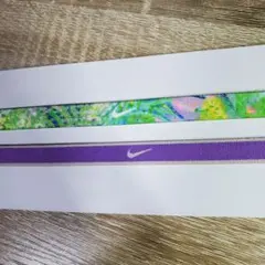 NIKE ナイキ ヘアバンド ヘッドバンド 2本 チップスウッシュ　ヘアゴム紫緑