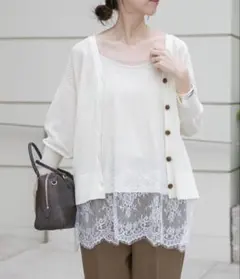 ITEMS URBANRESEARCH ヘムレースキャミソール ライトベージュのサムネイル