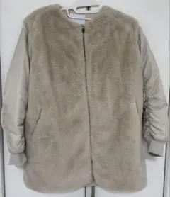 united arrowsファージャケットノーカラーユナイテッドアローズベージュ