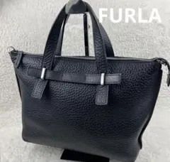 定価50000円FURLA フルラ　ハンドバッグ　ジョーヴェ　レザー　ブラック