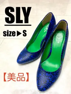 【美品】SLY スライ ヒール ブルー S パンプス 22.5cm 23cmのサムネイル