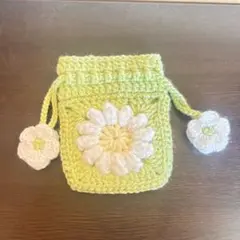 かぎ針編み 花モチーフ ポーチ