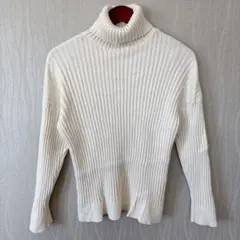 美品✨リブニット タートルネック セーター オフホワイト フリーサイズ