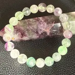 フローライト 約9mm ブレスレット グリーン×パープル 癒しの石 透明感