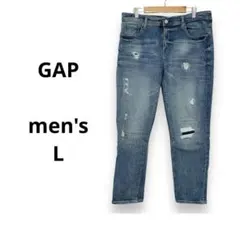 【超美品】 メンズ デニム ジーンズ ダメージ ギャップ GAP 青 ウォッシュ