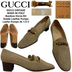 GUCCI VINTAGE ITALY製 バンブーホースビット レザーパンプスのサムネイル
