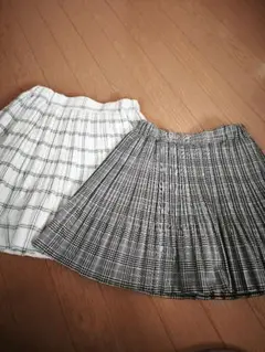 チェック柄プリーツスカート2枚セット