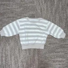 ストライプトレーナー（ホワイト/グレー）　裏起毛