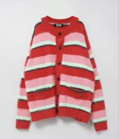 オーバーサイズ ニットカーディガン 赤 ピンク