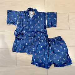 最安値 甚平 マリン柄 碇 イカリ ネイビー 男の子 90 ベビー