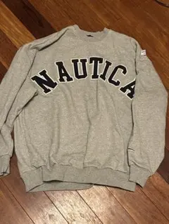 【美品】NAUTICA ロゴ刺繍 クルーネック スウェット グレーのサムネイル