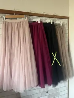 チュールスカート ロング ボリューム フレアスカート